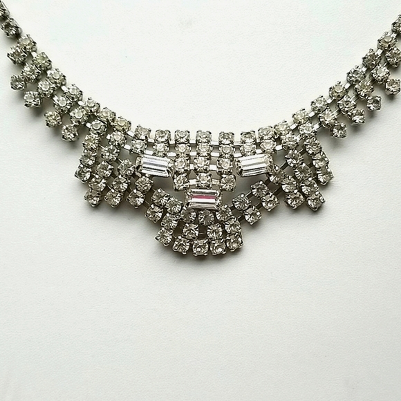 Vintage Mid Century 1950s Glamorous Rhinestone Choker Necklace - Picture 11 of 13